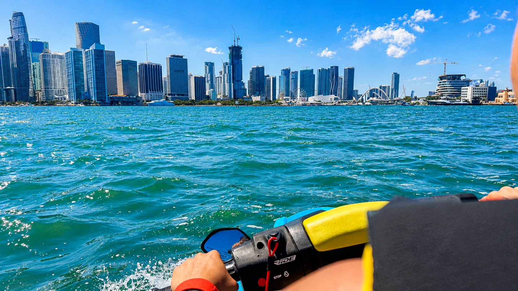 See incredible views of the Downtown Miami skyline during your guided jet ski tour.
