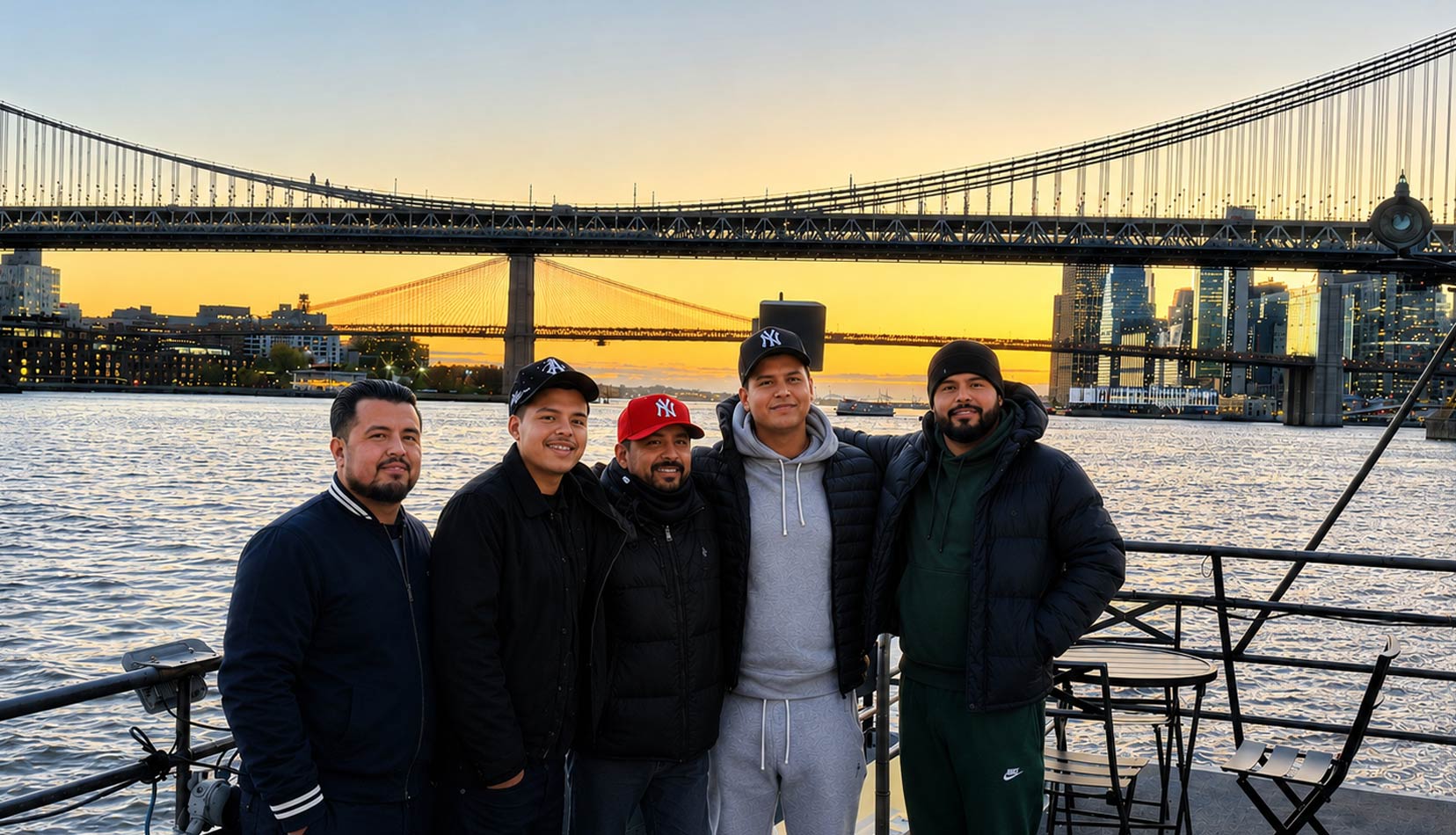 A group of men pose during their Father's Day cruise.