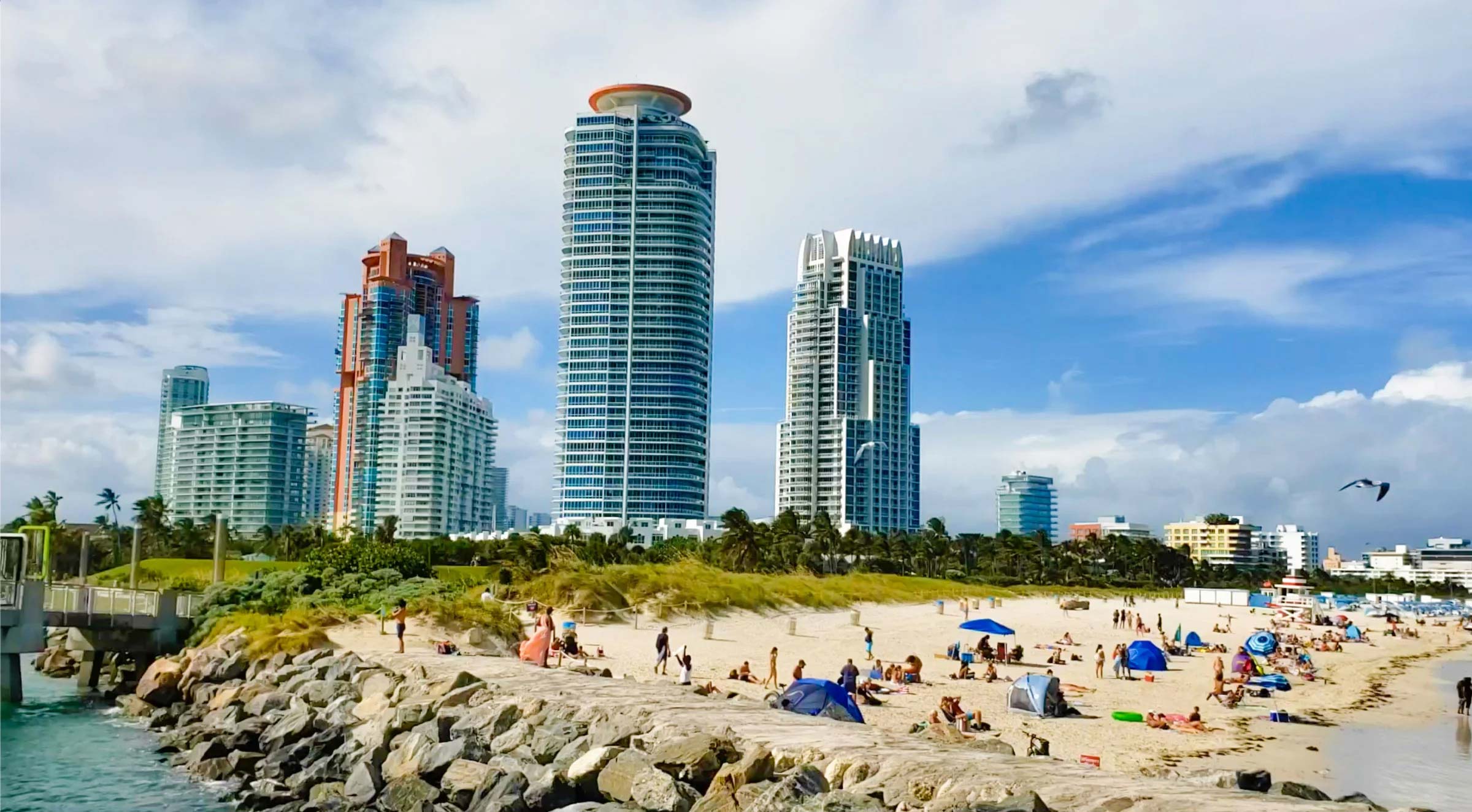 The Miami Beach skyline is visible during a Biscayne Bay architecture cruise.