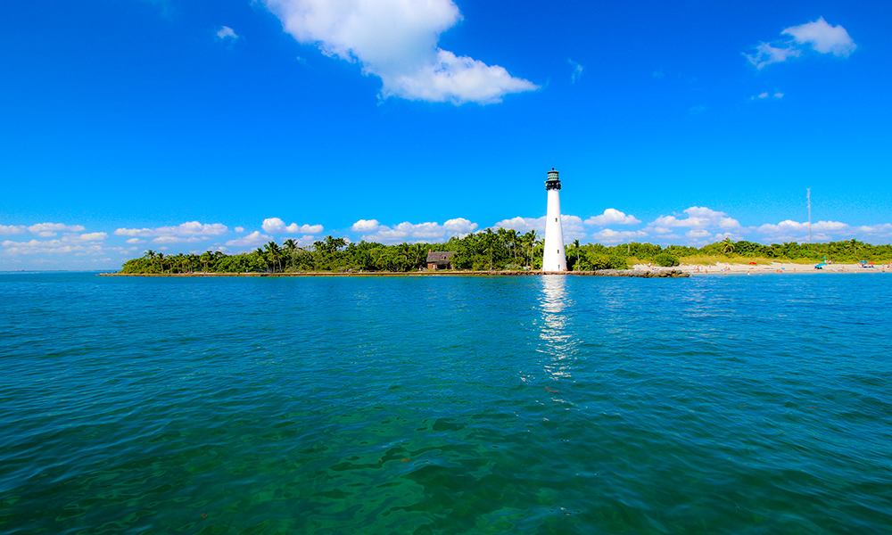 the Cape Florida Light is visible on the Lighthouse of Biscayne Bay cruise.