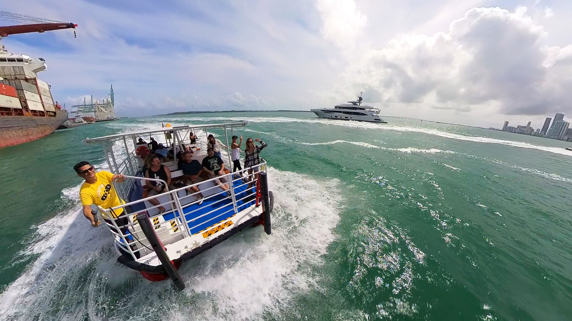 Cruising pass Port of Miami at the end of the tour. 