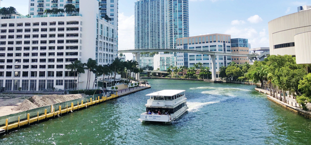 The Poseidon Ferry cruising the Miami River during it taxi to Miami Beach.