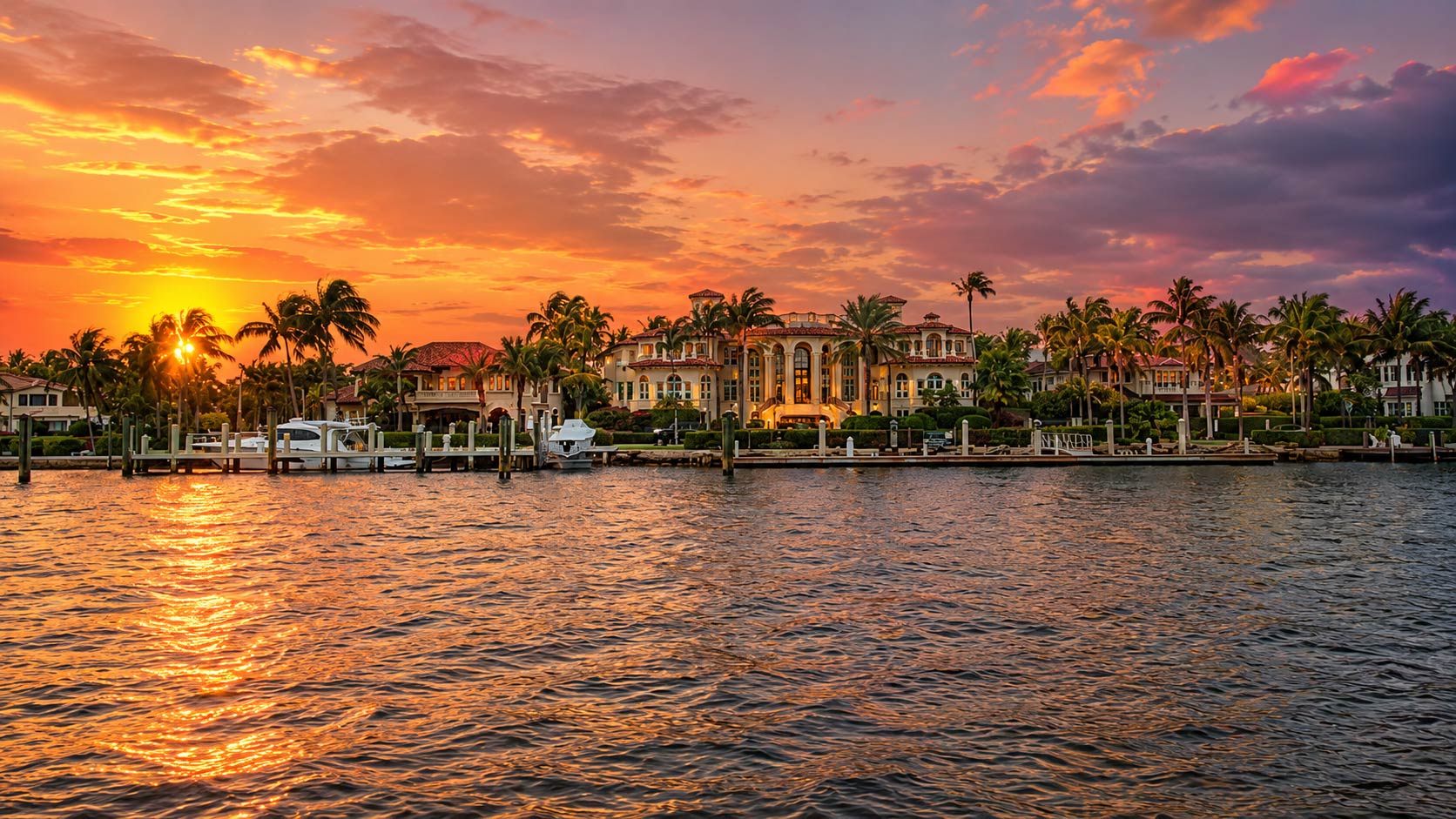 Waterfront mansions line the Intracoastal Waterways in Fort Lauderdale.