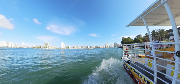 The Water Taxi Miami cruising through Biscayne Bay.