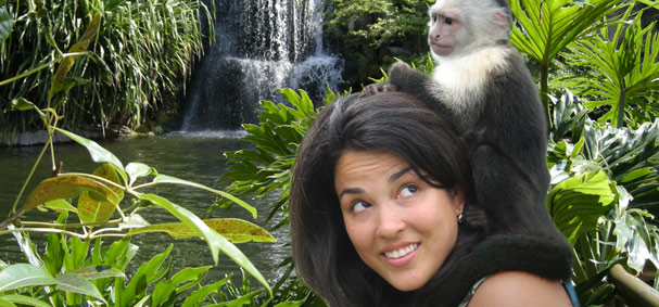 Take a photo next to your own Monkey at Jungle Island.