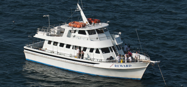 An aerial view of the fishing boat Another Reward off of Miami Beach coastline.